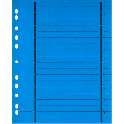 Artikelbild für Wekre Trennblätter DIN A4 1-10 blau, 190 g/qm, 50 St., Artikelnummer 305990