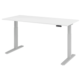 Artikelbild 1 für HAMMERBACHER Akandia elektrisch höhenverstellbarer Schreibtisch weiß rechteckig, C-Fuß-Gestell silber 180,0 x 80,0 cm, Artikelnummer 486773