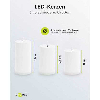 Artikelbild 4 für goobay LED-Kerzen weiß, 3 St., Artikelnummer 725422