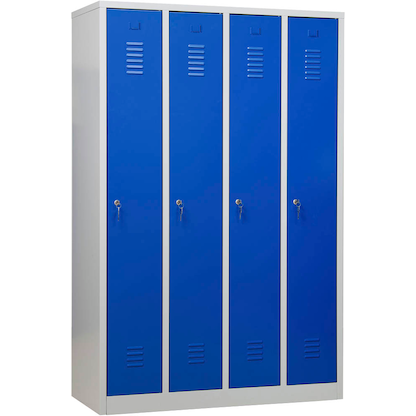 Artikelbild für Gürkan Spind lichtgrau, enzianblau 105032, 4 Schließfächer 117,0 x 50,0 x 180,0 cm, Artikelnummer 559810