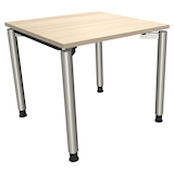 Artikelbild 1 für fm Sidney höhenverstellbarer Schreibtisch akazie rechteckig, 4-Fuß-Gestell Rundrohr silber 80,0 x 80,0 cm, Artikelnummer 352887
