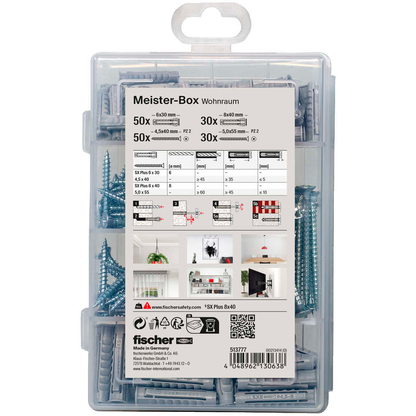 Artikelbild 6 für fischer Meister-Box Wohnraum 513777 Dübel- und Schrauben-Sortiment, 160-teilig, Artikelnummer 479578