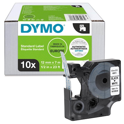 Artikelbild für DYMO Schriftbänder D1 45013 2093097 ( 10 X S0720530), 12 mm, schwarz auf weiß, 10 St., Artikelnummer 918230