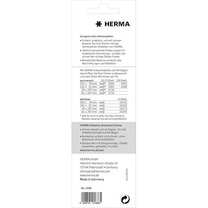 Artikelbild 3 für HERMA Inhaltsschilder 2026 gelb, 100 St., Artikelnummer 500346