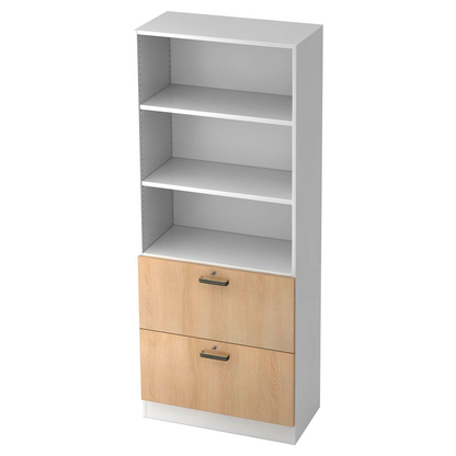 Artikelbild für HAMMERBACHER Regalschrank Haziender, V7300/W/E/SG weiß, eiche 80,0 x 42,0 x 200,4 cm, 1 St., Artikelnummer 630602