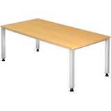 Artikelbild 1 für HAMMERBACHER QS2E höhenverstellbarer Schreibtisch buche rechteckig, 4-Fuß-Gestell silber 200,0 x 100,0 cm, Artikelnummer 828196