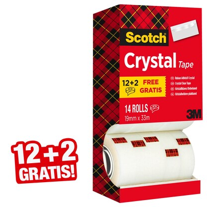 Artikelbild für 12 + 2 GRATIS: Scotch Crystal Klebefilm kristall-klar 19,0 mm x 33,0 m 12 Rollen + GRATIS 2 Rollen, Artikelnummer 204366