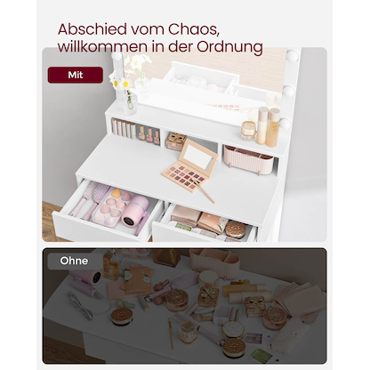 Artikelbild 8 für VASAGLE Schminktisch rechteckig Melamin, Spanplatte weiß 80,0 x 40,0 x 140,0 cm, 1 St., Artikelnummer 438558