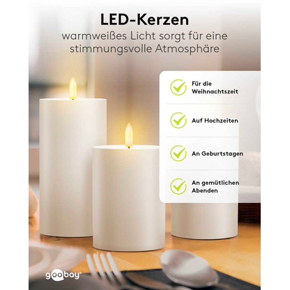 Artikelbild 8 für goobay LED-Kerzen weiß, 3 St., Artikelnummer 725422