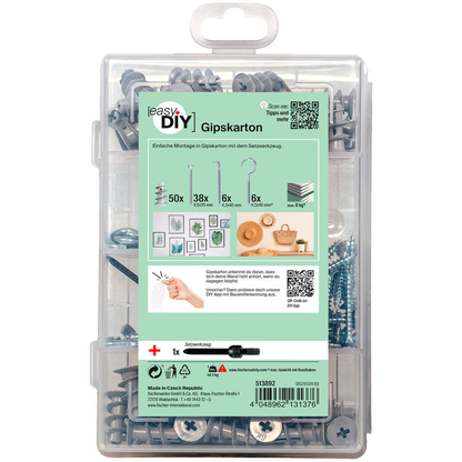 Artikelbild 4 für fischer easyDIY Box Gipskarton 513892 Dübel- und Schrauben-Sortiment, 100-teilig, Artikelnummer 479657