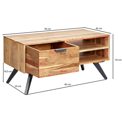 Artikelbild 2 für WOHNLING Couchtisch rechteckig Holz akazie 95,0 x 45,0 x 45,0 cm, 1 St., Artikelnummer 438521