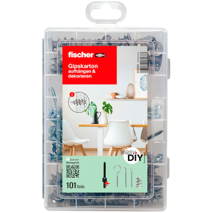 Artikelbild 2 für fischer easyDIY Box Gipskarton 513892 Dübel- und Schrauben-Sortiment, 100-teilig, Artikelnummer 479657