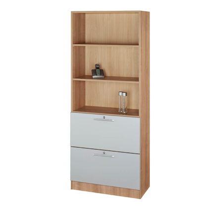 Artikelbild für HAMMERBACHER Regalschrank Prokura, V7300/N/S/RE nussbaum, silber 80,0 x 42,0 x 200,4 cm, 1 St., Artikelnummer 978536