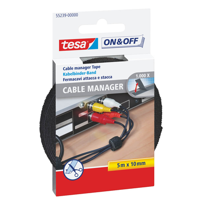 Artikelbild für tesa Klettband schwarz 500,0 cm x 1,0 cm, 1 St., Artikelnummer 385284