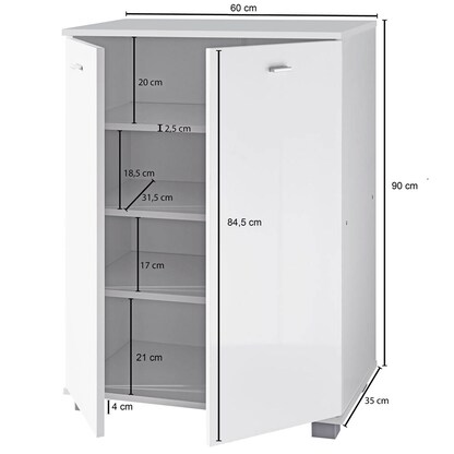 Artikelbild 2 für WOHNLING Schuhschrank, WL1.348 weiß 3 Fachböden 60,0 x 35,0 x 90,0 cm, Artikelnummer 904687