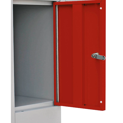 Artikelbild 4 für LÜLLMANN Schließfachschrank lichtgrau, feuerrot 523334, 9 Schließfächer 118,5 x 50,0 x 180,0 cm, Artikelnummer 831329