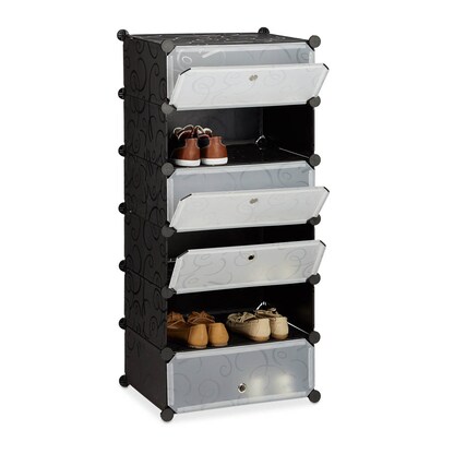 Artikelbild 4 für relaxdays Schuhschrank, 10021962_46 schwarz, transparent 6 Fachböden 49,0 x 37,0 x 107,0 cm, Artikelnummer 451332