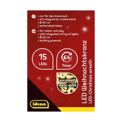 Artikelbild 5 für Idena Weihnachtskranz LED Dekoleuchte grün, 1 St., Artikelnummer 676567