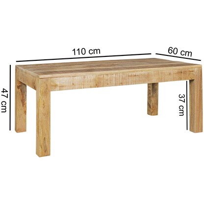 Artikelbild 2 für WOHNLING Couchtisch rechteckig Massivholz mango 110,0 x 60,0 x 47,0 cm, 1 St., Artikelnummer 905921