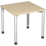 Artikelbild 1 für geramöbel Flex höhenverstellbarer Schreibtisch ahorn, silber rechteckig, 4-Fuß-Gestell silber 80,0 x 80,0 cm, Artikelnummer 879371
