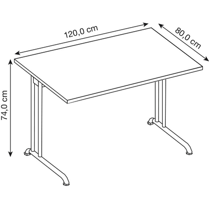 Artikelbild 2 für HAMMERBACHER Altus Schreibtisch nussbaum rechteckig, C-Fuß-Gestell silber 120,0 x 80,0 cm, Artikelnummer 962514