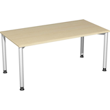 Artikelbild 1 für geramöbel Flex höhenverstellbarer Schreibtisch ahorn, silber rechteckig, 4-Fuß-Gestell silber 160,0 x 80,0 cm, Artikelnummer 879655