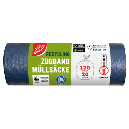 Artikelbild für GUT&GÜNSTIG Müllbeutel RECYCLING 120,0 l blau, 20 St., Artikelnummer 990883