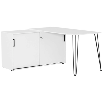 Artikelbild für MÖBELPARTNER Ekko Schreibtisch weiß rechteckig, 2-Fuß-Gestell weiß 129,5 x 145,0 cm, Artikelnummer 323859