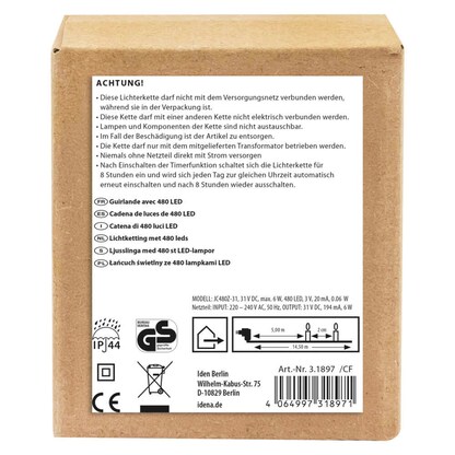 Artikelbild 4 für Idena 480er LED Lichterkette schwarz 14,5 m, 1 St., Artikelnummer 676553