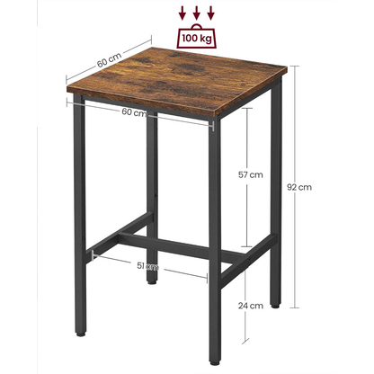 Artikelbild 4 für VASAGLE Stehtisch quadratisch Spanplatte braun 60,0 x 60,0 x 92,0 cm, 1 St., Artikelnummer 289656