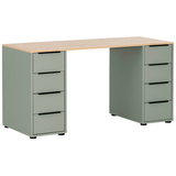 Artikelbild 1 für MÖBELPARTNER Elma Schreibtisch pastellgrün, eiche rechteckig, Wangen-Gestell grün 140,0 x 55,5 cm, Artikelnummer 323869