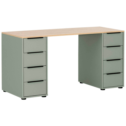 Artikelbild für MÖBELPARTNER Elma Schreibtisch pastellgrün, eiche rechteckig, Wangen-Gestell grün 140,0 x 55,5 cm, Artikelnummer 323869
