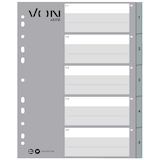 Artikelbild 1 für VON LEITZ Register DIN A4 Überbreite 1-5 grau-weiß 5-teilig, 1 Satz, Artikelnummer 635827