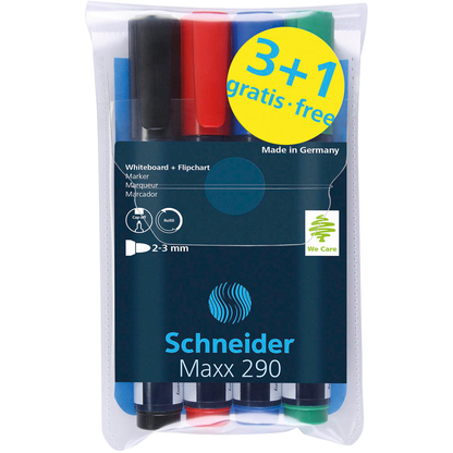 Artikelbild 6 für Schneider Maxx 290 Whiteboard- und Flipchart-Marker farbsortiert 2,0 - 3,0 mm, 4 St., Artikelnummer 898960
