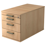 Artikelbild 1 für HAMMERBACHER Haziender Rollcontainer eiche 4 Auszüge 42,8 x 80,0 x 51,2 cm, Artikelnummer 633077