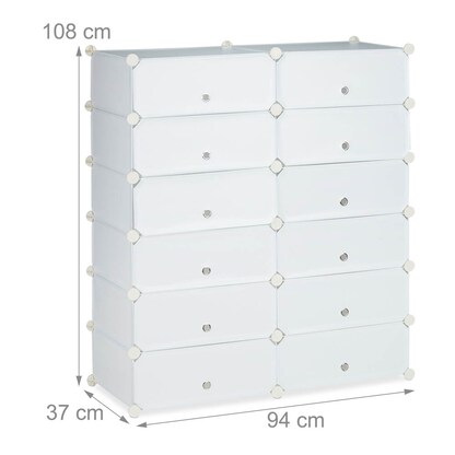 Artikelbild 5 für relaxdays Schuhschrank, 10021979_49 weiß 12 Fachböden 94,0 x 37,0 x 108,0 cm, Artikelnummer 451092