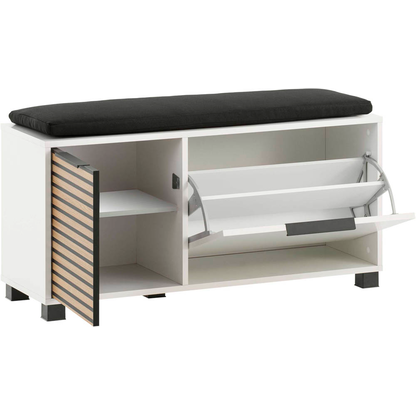 Artikelbild 5 für MÖBELPARTNER Schuhbank Loft 157169 weiß, Aktustikoptik Holz 98,4 cm, Artikelnummer 255147