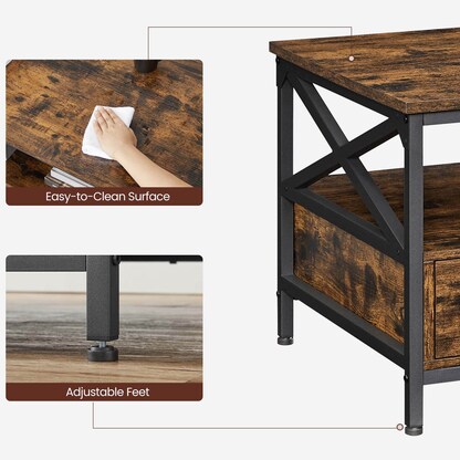 Artikelbild 7 für VASAGLE Couchtisch rechteckig Spanplatte braun 100,0 x 55,0 x 45,0 cm, 1 St., Artikelnummer 289829