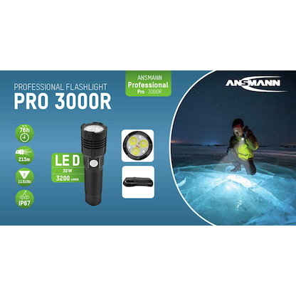 Artikelbild 8 für ANSMANN PRO 3000R LED Taschenlampe schwarz, 5100 mAh, 1 St., Artikelnummer 105498