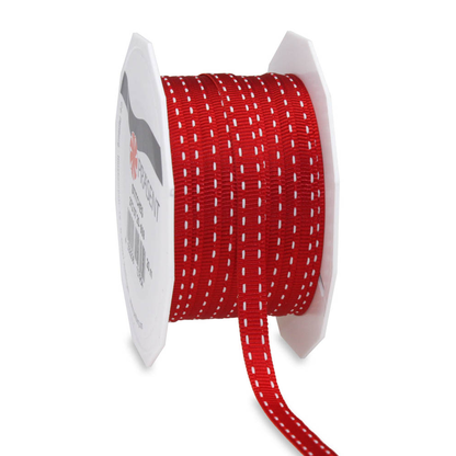 Artikelbild für PRÄSENT Geschenkband Stitches seidenmatt rot 7,0 mm x 20,0 m, Artikelnummer 738387