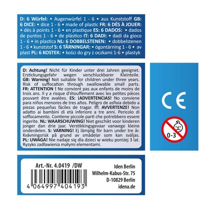 Artikelbild 2 für Idena Würfel, 6 St., Artikelnummer 193056
