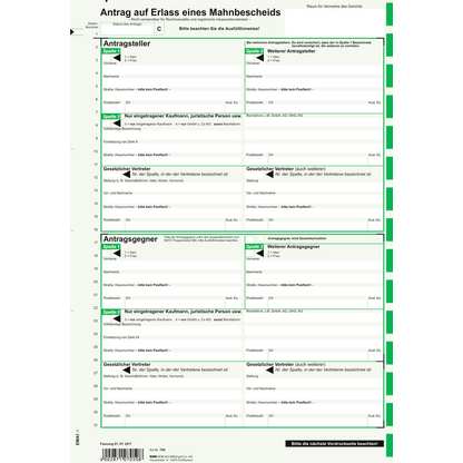 Artikelbild für RNK-Verlag Mahnbescheid für maschinelle Bearbeitung Formulare 705L/10, 10 St., Artikelnummer 622389