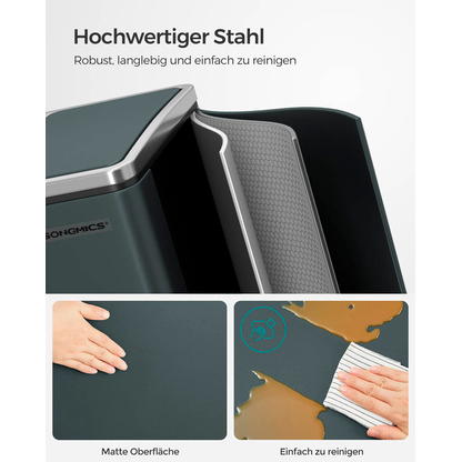 Artikelbild 7 für SONGMICS Mülltrenner 2x 15,0 l grüngrau, 1 St., Artikelnummer 438497