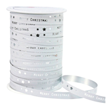 Artikelbild 1 für PRÄSENT Geschenkband Merry Christmas matt weiß/silber 10,0 mm x 100,0 m, Artikelnummer 738391