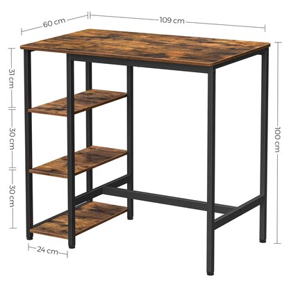 Artikelbild 5 für VASAGLE Bistrotisch rechteckig Spanplatte braun 109,0 x 60,0 x 100,0 cm, 1 St., Artikelnummer 291298