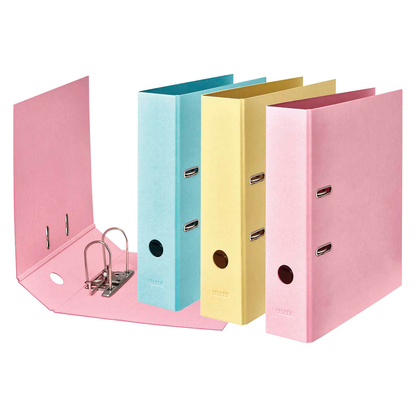 Artikelbild für FALKEN PURE Pastell Ordner Vanille-Gelb, Flamingo-Pink, Himmel-Blau Karton 8,0 cm DIN A4, 10 St., Artikelnummer 265072