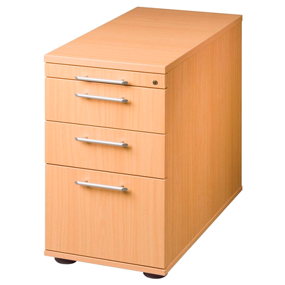 Artikelbild für HAMMERBACHER Solid Standcontainer buche 4 Auszüge Kunststoff-Relinggriff silber 42,8 x 80,0 x 72,0 - 76,0 cm, Artikelnummer 984484