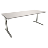 Artikelbild 1 für fm fastline höhenverstellbarer Schreibtisch lichtgrau rechteckig, C-Fuß-Gestell Rundrohr silber 200,0 x 80,0 cm, Artikelnummer 352833