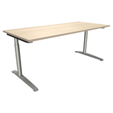 Artikelbild 1 für fm fastline höhenverstellbarer Schreibtisch akazie rechteckig, C-Fuß-Gestell Rundrohr silber 180,0 x 80,0 cm, Artikelnummer 352777