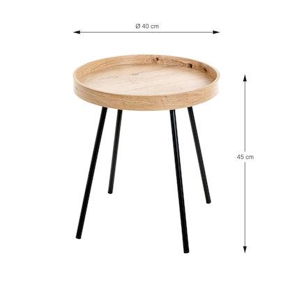 Artikelbild 2 für HAKU Möbel Beistelltisch rund MDF-Platte eiche 40,0 x 40,0 x 45,0 cm, 1 St., Artikelnummer 142347